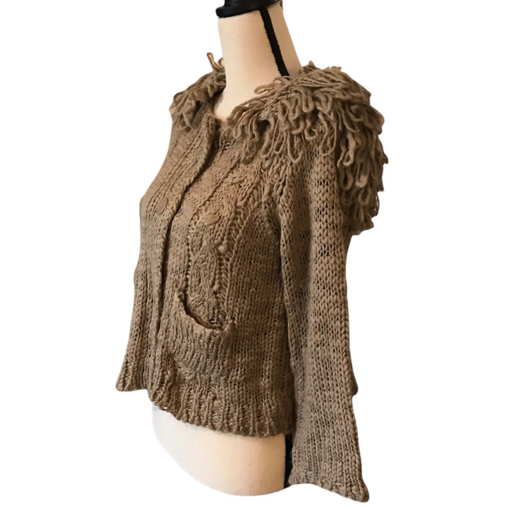 Chelsea & Violet Anthropologie chunky button up slightly cropped tan sweater